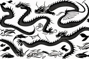 dragon with fish tattoo idea
