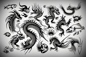 dragon with fish tattoo idea