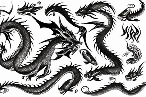 dragon with fish tattoo idea