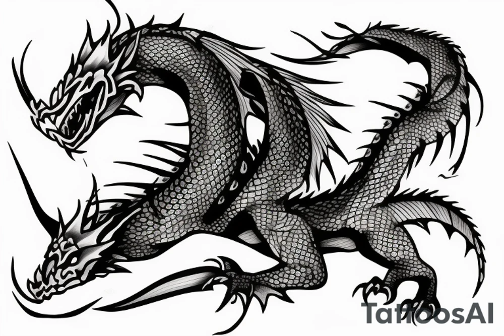 dragon with fish tattoo idea