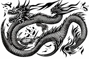 dragon with fish tattoo idea