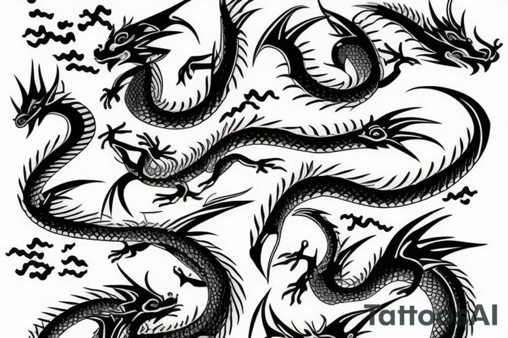 dragon with fish tattoo idea