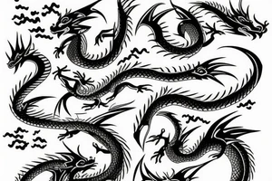 dragon with fish tattoo idea