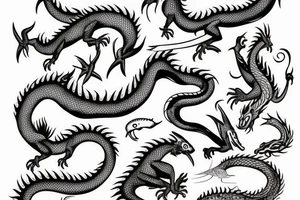 dragon with fish tattoo idea