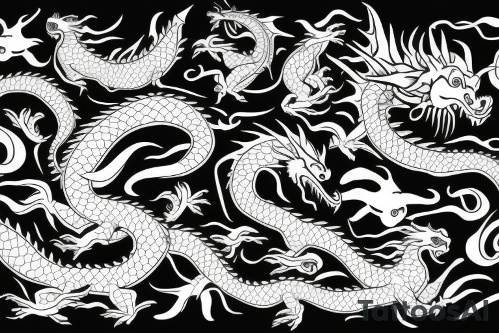 dragon with fish tattoo idea