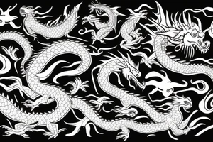 dragon with fish tattoo idea