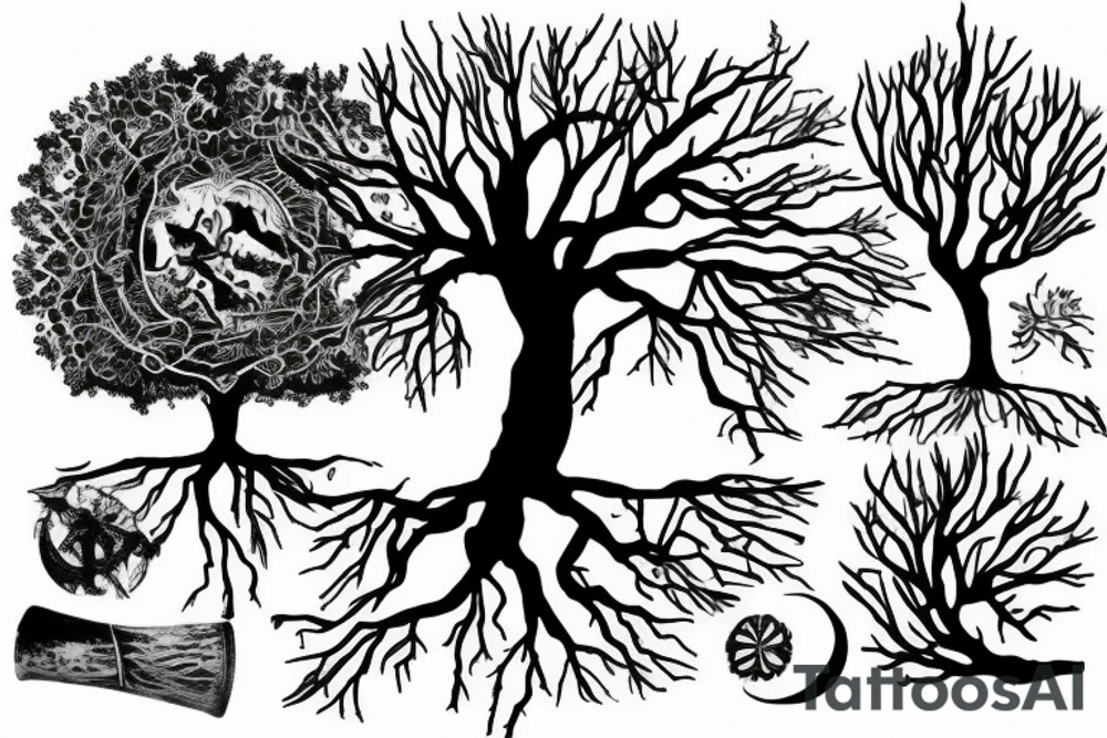 Tree on a Edge of a Hill tattoo idea