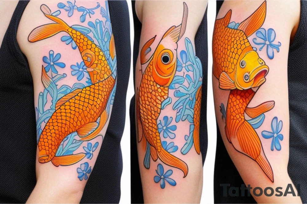 Goldfish half sleeve pattern background tattoo idea