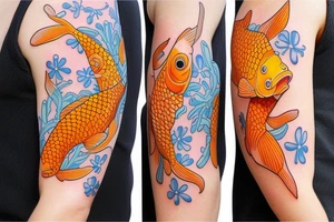 Goldfish half sleeve pattern background tattoo idea