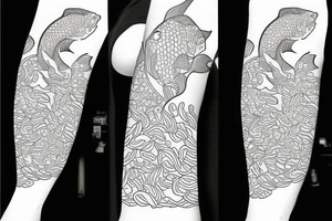 Goldfish half sleeve pattern background tattoo idea