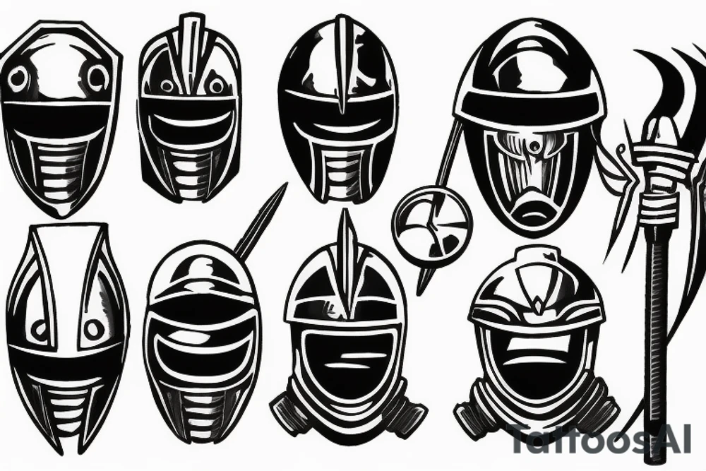 knight helmet outline tattoo idea