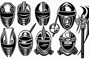 knight helmet outline tattoo idea