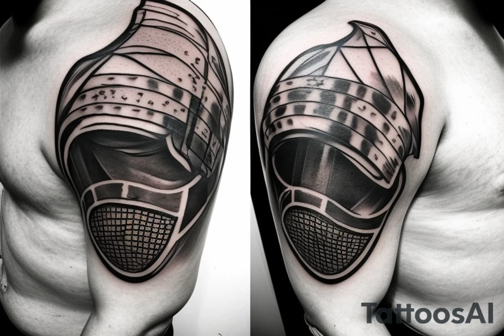 knight helmet outline tattoo idea