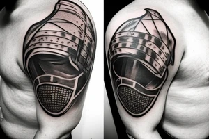 knight helmet outline tattoo idea