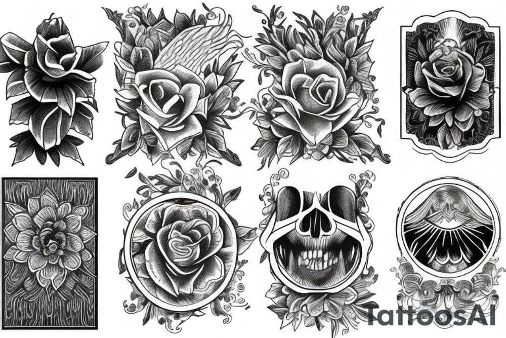 american traditional flash sheet tattoo idea