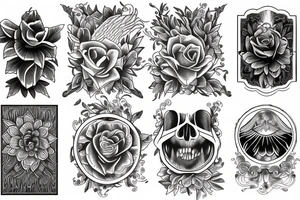 american traditional flash sheet tattoo idea