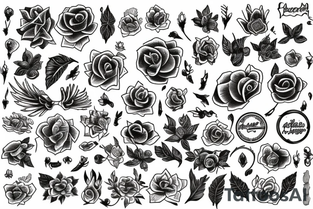american traditional flash sheet tattoo idea