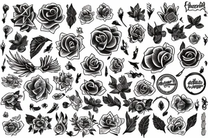 american traditional flash sheet tattoo idea