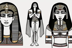 An ancient Egyptian female priest with sacred symbols tattoo idea