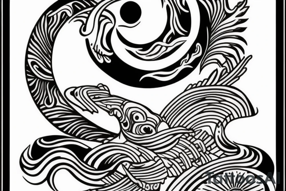 Paintbrush style ying yang koi tattoo idea