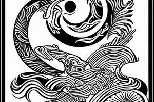 Paintbrush style ying yang koi tattoo idea