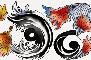 Paintbrush style ying yang koi tattoo idea
