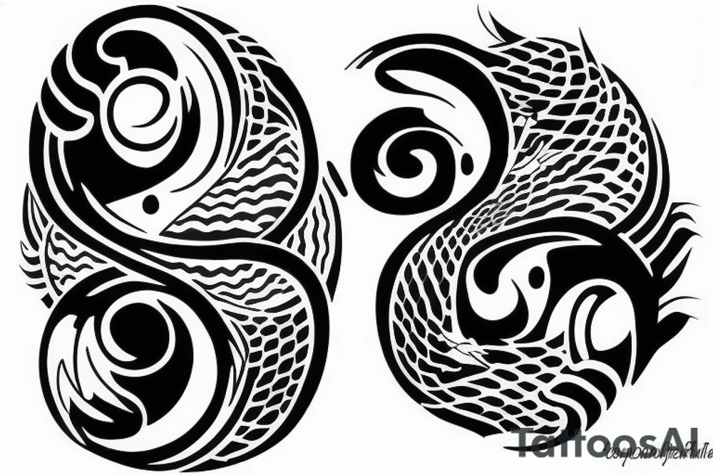 Paintbrush style ying yang koi tattoo idea