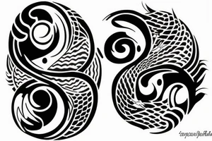 Paintbrush style ying yang koi tattoo idea