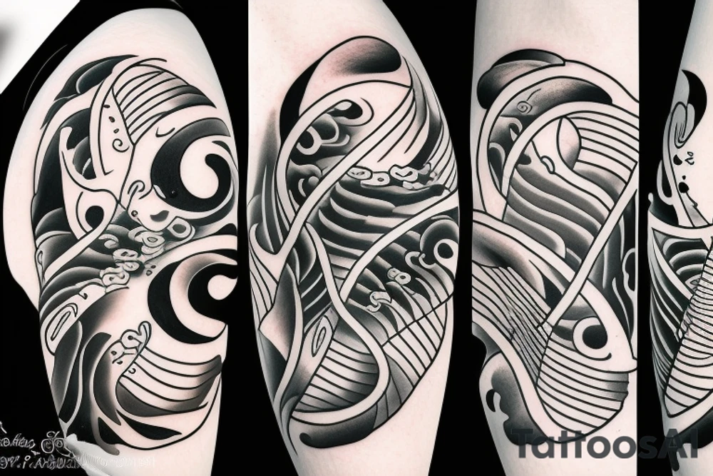 Paintbrush style ying yang koi tattoo idea