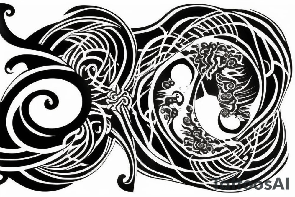 Paintbrush style ying yang koi tattoo idea