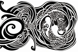 Paintbrush style ying yang koi tattoo idea