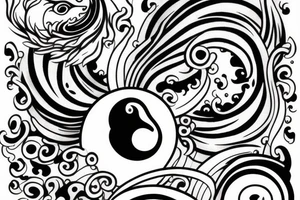 Paintbrush style ying yang koi tattoo idea