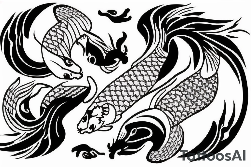 Oriental themed ying yang koi tattoo idea