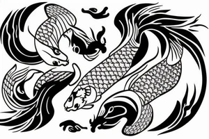 Oriental themed ying yang koi tattoo idea