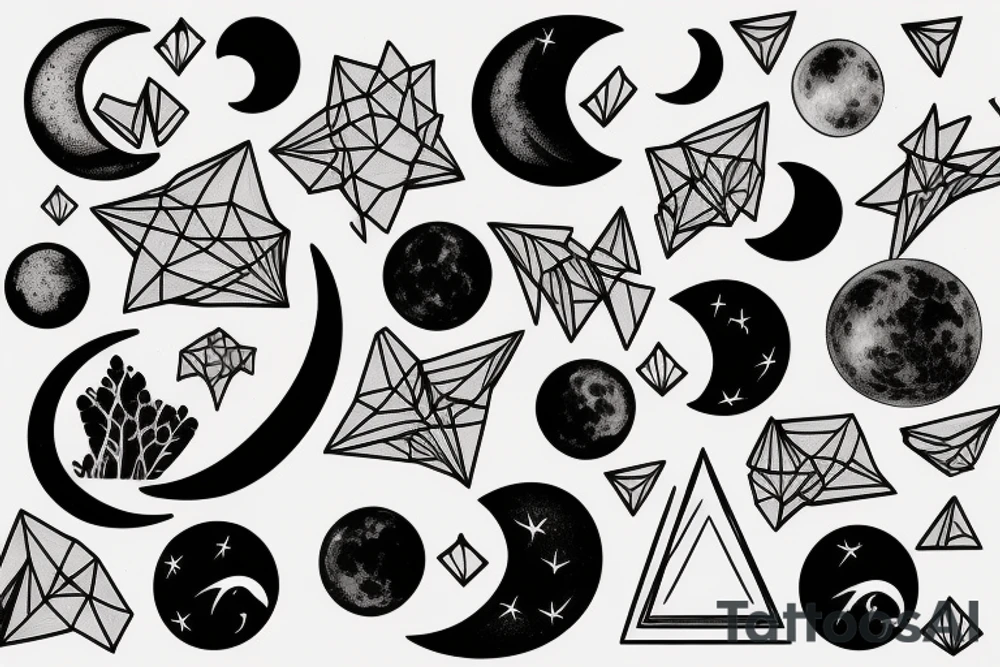 Photography moon phase waterfall landscape tattoo idea