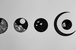 Photography moon phase waterfall landscape tattoo idea