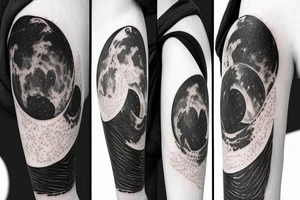 Photography moon phase waterfall landscape tattoo idea