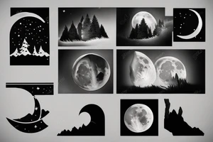 Photography moon phase waterfall landscape tattoo idea
