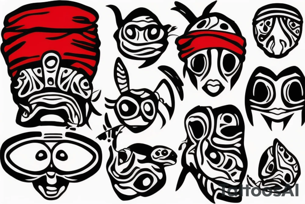 turtle with a long red bandana covering his eye tattoo idea
