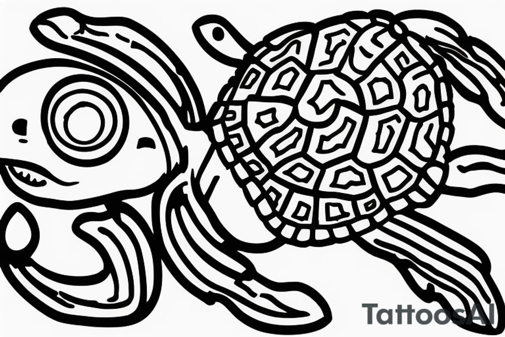 turtle with a long red bandana covering his eye tattoo idea