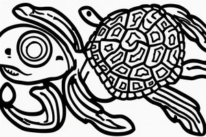 turtle with a long red bandana covering his eye tattoo idea