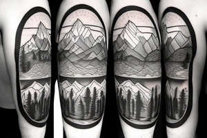 mountain range filling the outline of a bear tattoo idea