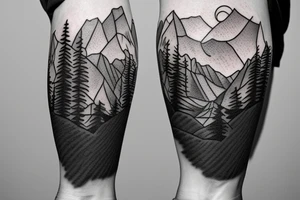 mountain range filling the outline of a bear tattoo idea