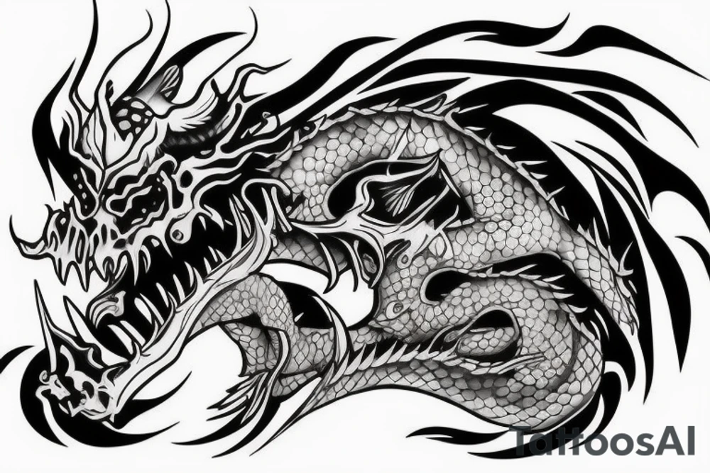 dragon skull and sword tattoo idea