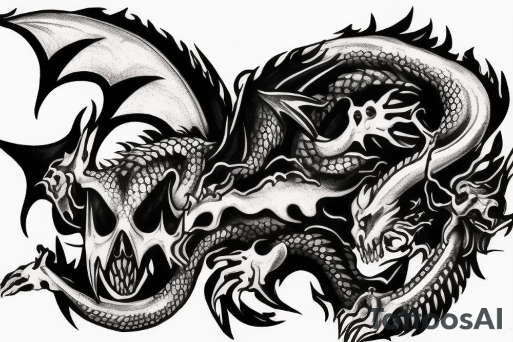 dragon skull tattoo idea