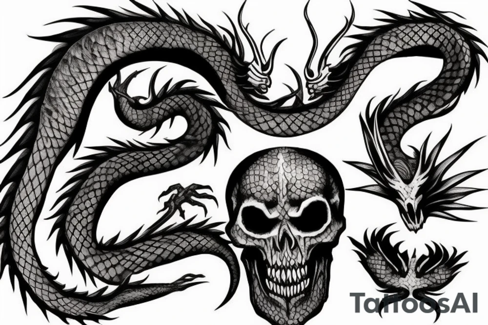 dragon skull tattoo idea