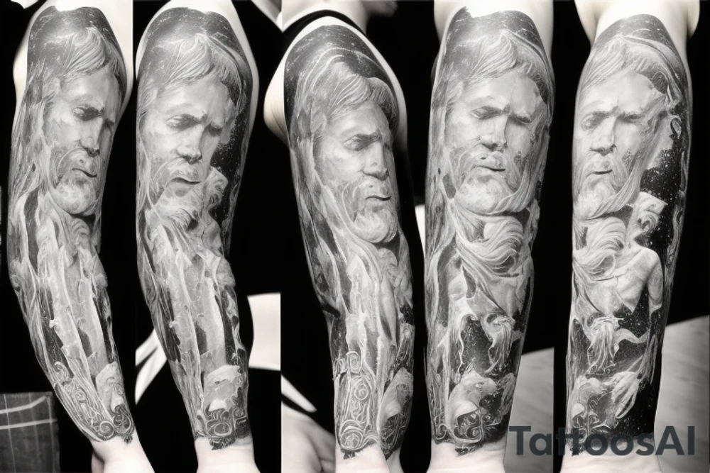 Space, Roman gods, lines tattoo idea