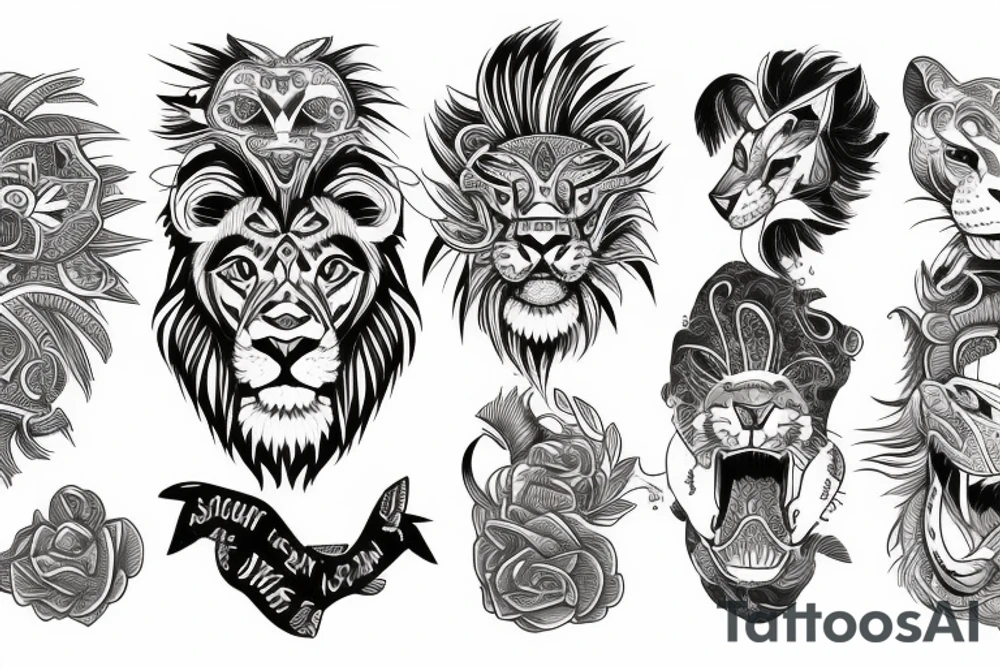 A lion roaring tattoo idea
