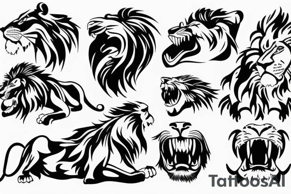 A lion roaring tattoo idea