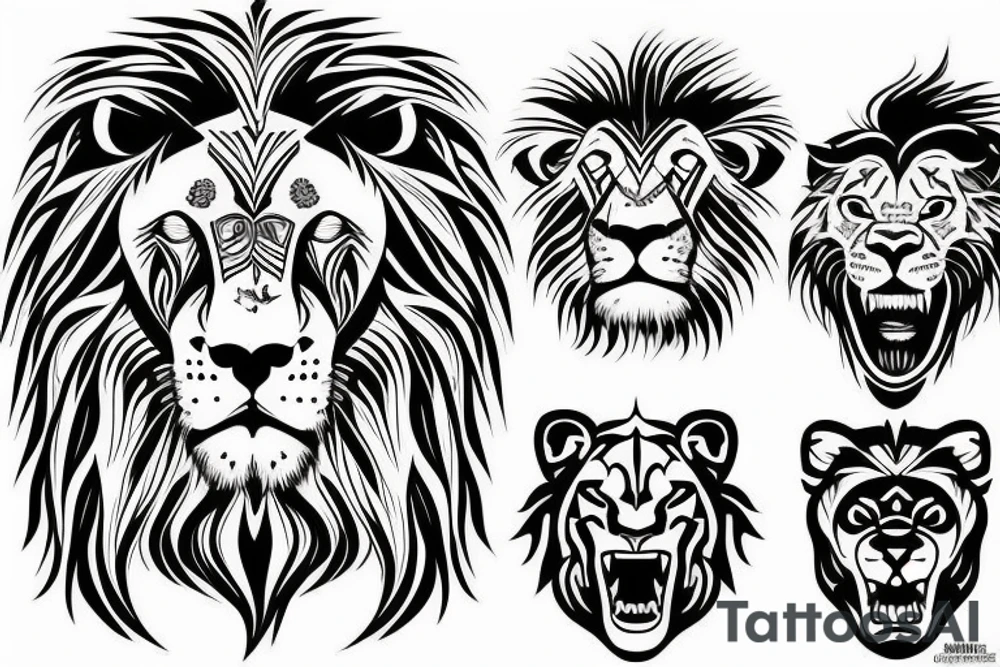 A lion with their face roaring tattoo idea